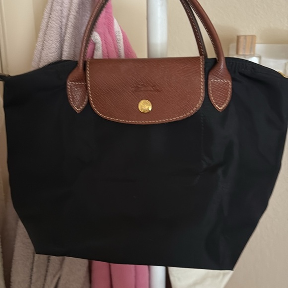Longchamp Black Tote with Brown Leather Accents - Picture 8 of 9